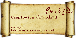 Csaplovics Árpád névjegykártya