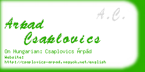 arpad csaplovics business card